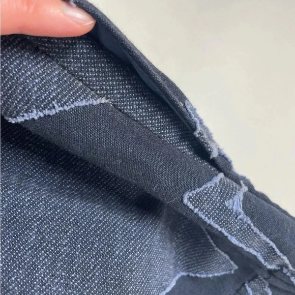 Anthropologie Eva Franco Textured-Chevron Midi Skirt Blue Ruffle Front Size 4 - Picture 15 of 16